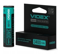 Акумулятор 18650 3400mAh Li-Ion, protect, color box/1шт Videx (18650-P/3400/1CB)
