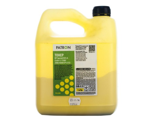 Тонер HP CLJ 1500/3000/4600/CP1215 HCS-A 1кг YELLOW Patron (PN-HCS-A-Y-1)