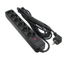 Мережевий фільтр живлення Patron 5.0 m3*1mm2 (SP-1065)  6 розеток BLACK (EXT-PN-SP-1065)