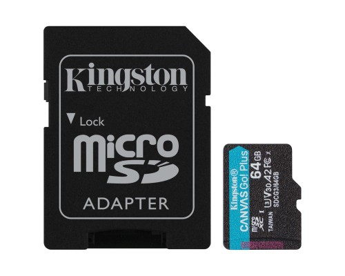 Карта пам'яті Kingston 64GB microSDXC class 10 UHS-I U3 A2 Canvas Go Plus (SDCG3/64GB)
