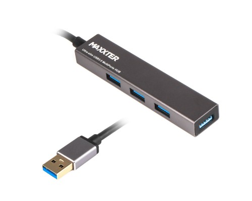 Концентратор Maxxter USB 3.0 Type-A 4 ports grey (HU3A-4P-02)