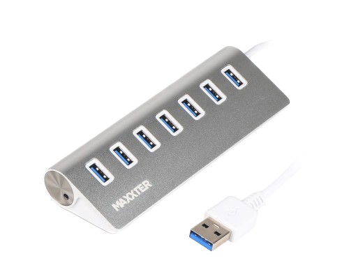 Концентратор Maxxter USB 3.0 Type-A 7 ports silver (HU3A-7P-01)