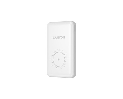 Батарея універсальна Canyon PB-1001 10000mAh, PD/18W, QC/3.0 +10W Magnet wireless charger, white (CNS-CPB1001W)