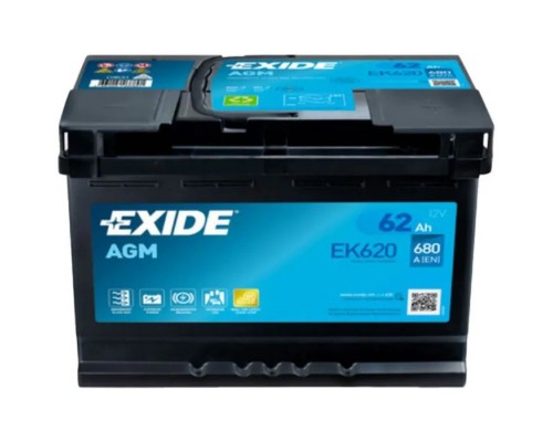 Акумулятор автомобільний EXIDE START-STOP AGM 62Ah Ев (-/+) (EK620)