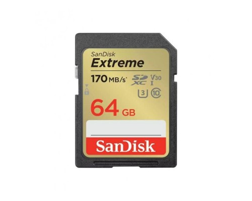 Карта пам'яті SanDisk 64GB SD class 10 UHS-I U3 V30 Extreme (SDSDXV2-064G-GNCIN)