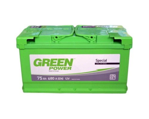 Акумулятор автомобільний GREEN POWER Standart 75Ah (+/-) (680EN) (22426)