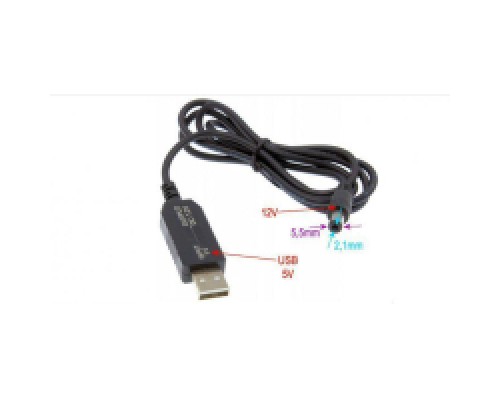 Кабель живлення Перетворювач напруги DC 5V to 12V (inp:USB 5V/2Amax-outp:DC-male 5,5x2,1 12V/1Amax) RCI (C512)