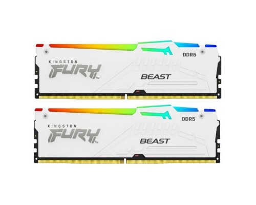 Модуль пам'яті для комп'ютера DDR5 32GB (2x16GB) 6400 MHz Beast White RGB EXPO Kingston Fury (ex.HyperX) (KF564C32BWEAK2-32)