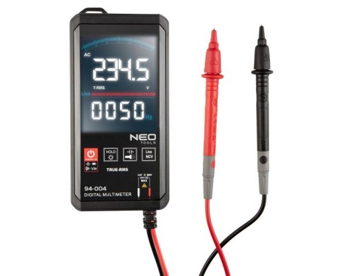 Цифровий мультиметр Neo Tools 0-600V, рідкокристалічний дисплей з підсвіткою, сенсорный (94-004)
