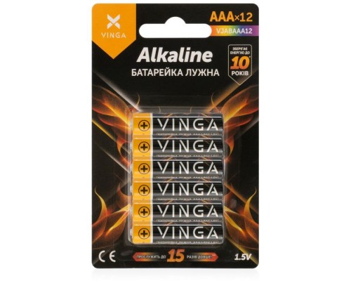 Батарейка AAA LR03 Alkaline 12pcs Blister Vinga (VJABAAA12)