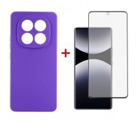 Чохол до мобільного телефона Dengos Kit Xiaomi Redmi Note 14 Pro case Carbon + glass (Purple) (DG-KM-130)