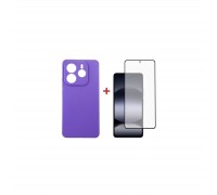 Чохол до мобільного телефона Dengos Kit Xiaomi Redmi Note 14 case Carbon + glass (Purple) (DG-KM-129)