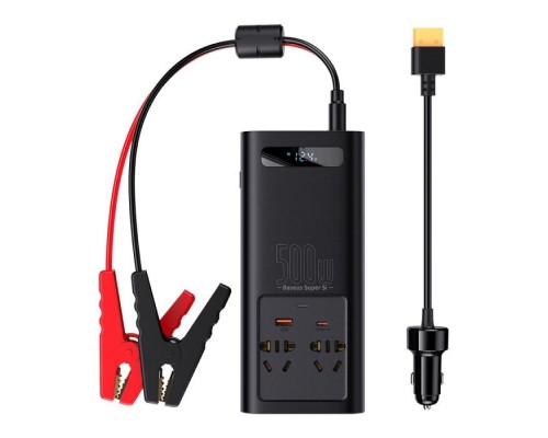 Автомобільний інвертор 12V/220V 500W Super Si Power Inverter CN/EU Black Baseus (CGNB000101)