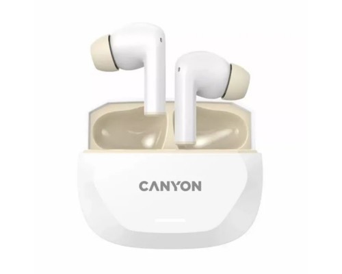 Навушники Canyon Hexagon 7 TWS ANC+ENC Wireless Charge White/Beige (CNS-TWS7WB)