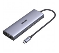 Концентратор Ugreen USB3.1 Type-C to HDMI60Hz/VGA/USB 3.0х3/RJ45/SD/TF/PD 100W 9-in-1 CM498 (15600)