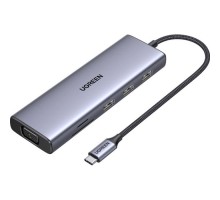 Концентратор Ugreen USB3.1 Type-C to HDMI60Hz/VGA/USB 3.0х3/RJ45/SD/TF/PD 100W 9-in-1 CM498 (15600)