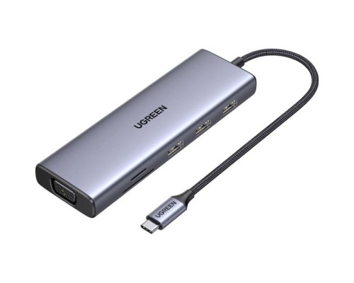 Концентратор Ugreen USB3.1 Type-C to HDMI60Hz/VGA/USB 3.0х3/RJ45/SD/TF/PD 100W 9-in-1 CM498 (15600)