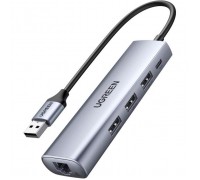 Концентратор Ugreen USB 3.0 to 3xUSB 3.0/RJ45/Micro USB CM266 Gray (60812)