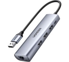 Концентратор Ugreen USB 3.0 to 3xUSB 3.0/RJ45/Micro USB CM266 Gray (60812)