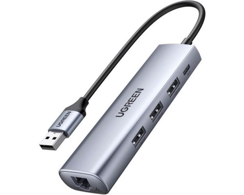 Концентратор Ugreen USB 3.0 to 3xUSB 3.0/RJ45/Micro USB CM266 Gray (60812)