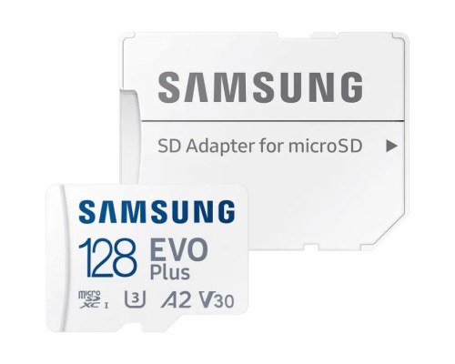 Карта пам'яті Samsung 128 GB microSDXC Class 10 UHS-I U3 V30 A2 EVO Plus+SD Adapte (MC128SA/EU)