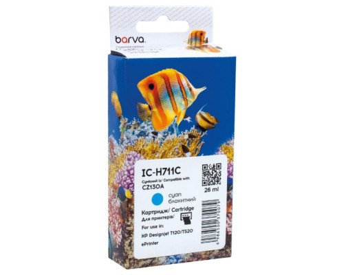 Картридж Barva HP 711 (CZ130A/CZ134A) 26 мл, Cyan (IC-H711C)