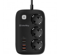 Мережевий фільтр живлення ColorWay CW-CHE34PDB 3 роз/4USB GaN3 Pro (CW-CHE34PDB)