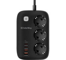 Мережевий фільтр живлення ColorWay CW-CHE34PDB 3 роз/4USB GaN3 Pro (CW-CHE34PDB)