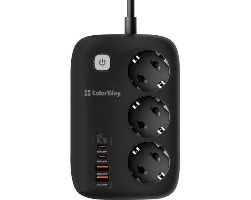 Мережевий фільтр живлення ColorWay CW-CHE34PDB 3 роз/4USB GaN3 Pro (CW-CHE34PDB)