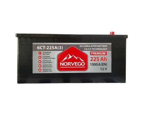 Акумулятор автомобільний NORVEGO ВЕСТА Premium 225A +лів (3) (1500 пуск)