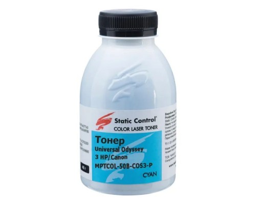 Тонер HP/Canon MPTCOL OS3 40г cyan (фасовка) Static Control (MPTCOL-40B-COS3-P)