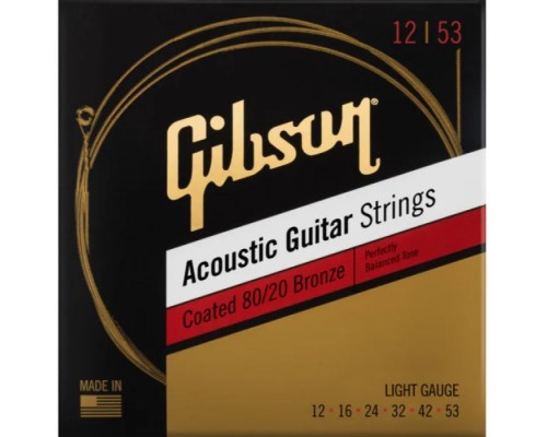 Струни для гітари Gibson SAG-CBRW12 Coated 80/20 Bronze Acoustic Guitar Strings Light (12-53) (231954)
