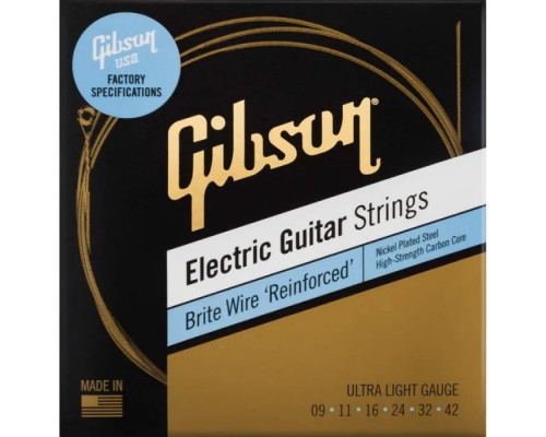 Струни для гітари Gibson SEG-BWR9 Brite Wire Reinforced Ultra-Light (09-42) (230466)