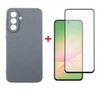 Чохол до мобільного телефона Dengos Kit Samsung Galaxy A56 Carbon + glass (Grey) (DG-KM-138)