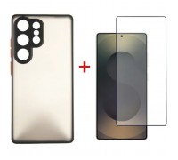 Чохол до мобільного телефона Dengos Kit Samsung Galaxy S25 Ultra Matte + glass (Black) (DG-KM-144)