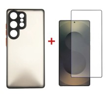 Чохол до мобільного телефона Dengos Kit Samsung Galaxy S25 Ultra Matte + glass (Black) (DG-KM-144)