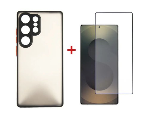 Чохол до мобільного телефона Dengos Kit Samsung Galaxy S25 Ultra Matte + glass (Black) (DG-KM-144)