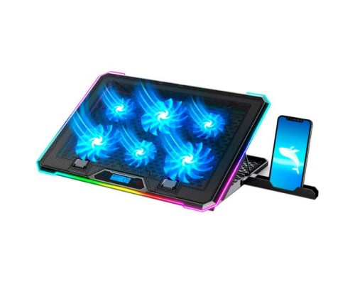Підставка до ноутбука IceCoorel 10-17", 4*100mm 1400 RPM, 2*USB, 420x300x28mm, RGB (K15)