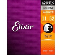 Струни для гітари Elixir 11027 Nanoweb 80/20 Bronze Acoustic Custom Light (11-52) (236029)