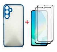 Чохол до мобільного телефона Dengos Samsung Galaxy A16 Matte + glass 2pcs (Blue) (DG-CTG2P-03)