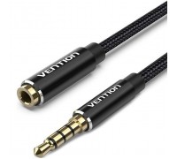 Кабель мультимедійний 3.5mm M to 3.5mm F 1.0m black Vention (BHBBF)