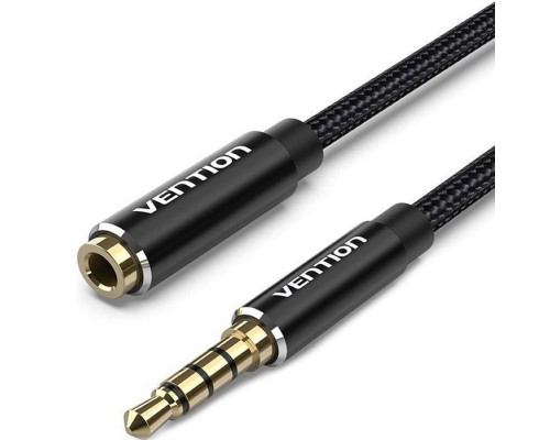 Кабель мультимедійний 3.5mm M to 3.5mm F 1.0m black Vention (BHBBF)