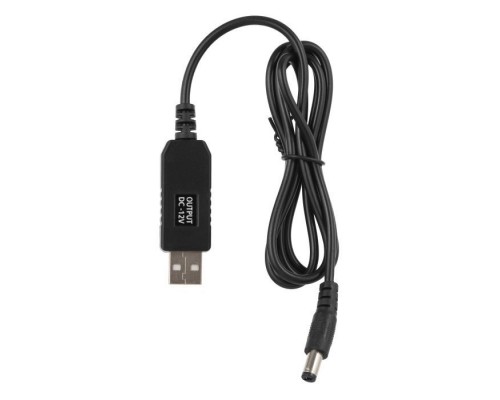 Кабель живлення USB to DC 5.5x2.5mm 12V 1.0m 1.0A 2E (2E-CCAD12-BK)