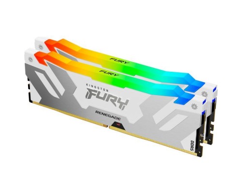 Модуль пам'яті для комп'ютера DDR5 48GB (2x24GB) 8000 MHz Renegade RGB White/Silver Kingston Fury (ex.HyperX) (KF580C38RWAK2-48)