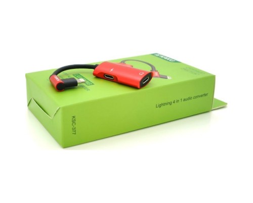 Перехідник Lightning 4-in-1 Audio Adapter Lightning + 3.5mm red iKAKU (KSC-377)