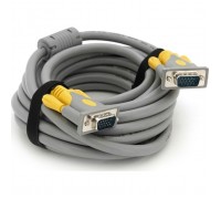 Кабель мультимедійний VGA M to VGA M 5.0m 1080P grey-yellow Merlion (YT-VGA(M)/(M)3+6GR-5m)