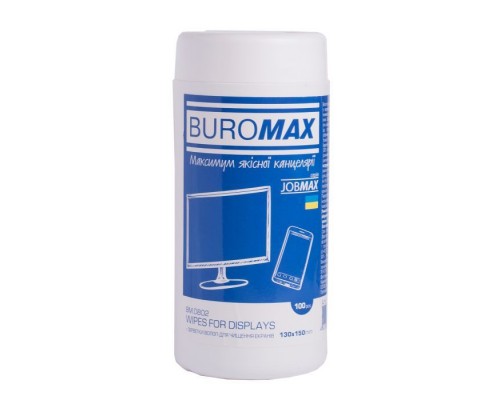 Серветки Buromax JOBMAX Wet wipes for DISPLAYS 100pcs, tube (BM.0802)