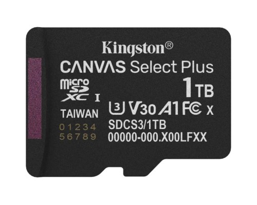 Карта пам'яті Kingston 1TB microSDXC class 10 UHS-I U3 V30 A1 Canvas Select Plus (SDCS3/1TBSP)