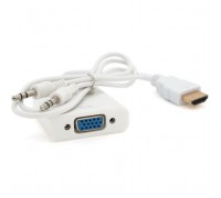Перехідник HDMI M to VGA F + Audio 0.1m 4K/2K white Voltronic (YT-C-HDMI(M)/VGA(F)+AUX-W)