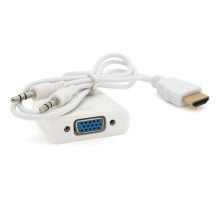 Перехідник HDMI M to VGA F + Audio 0.1m 4K/2K white Voltronic (YT-C-HDMI(M)/VGA(F)+AUX-W)